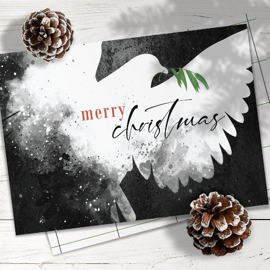 Cartes Pour Fêtes Annuelles Peace Dove Joyeux Noël noir blanc rouge