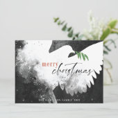 Cartes Pour Fêtes Annuelles Peace Dove Joyeux Noël noir blanc rouge (Debout devant)