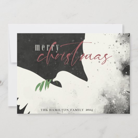 Cartes Pour Fêtes Annuelles Peace Dove Joyeux Noël Noir Bourgogne (Devant)