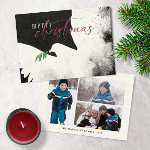 Cartes Pour Fêtes Annuelles Peace Dove Photo Joyeux Noël Noir Bourgogne