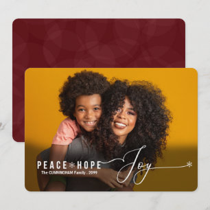 Cartes Pour Fêtes Annuelles Peace Hope Joy Photo de Noël