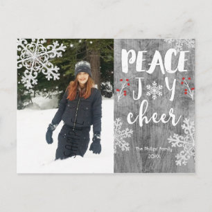 Cartes Pour Fêtes Annuelles Peace Joer Cheer Silver Snowflake Holiday Photo