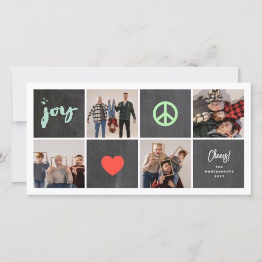 Cartes Pour Fêtes Annuelles Peace Jove Love Chalkboard Carrés Simple 4 Photo (Devant)
