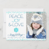 Cartes Pour Fêtes Annuelles Peace Jove Love Script Chic Modern Snowflake Photo (Devant)