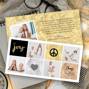 Cartes Pour Fêtes Annuelles Peace Jove Love Shiny Gold Carré Stylish 4 Photo