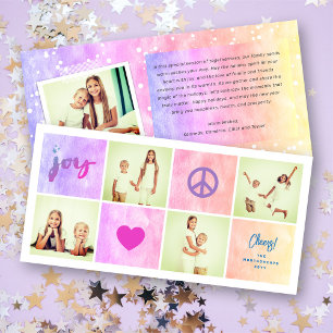 Cartes Pour Fêtes Annuelles Peace Joy Love Colorée Carré Style 4 Photo