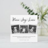 Cartes Pour Fêtes Annuelles Peace Joy Love Elegant Black White Photo de Noël (Debout devant)