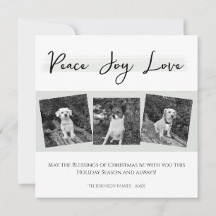 Cartes Pour Fêtes Annuelles Peace Joy Love Elegant Black White Photo de Noël
