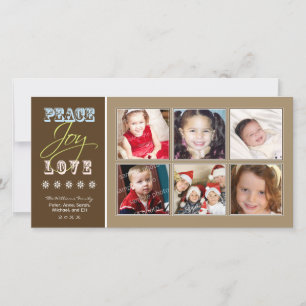 Cartes Pour Fêtes Annuelles Peace-Joy-Love Family Holiday Photocard (taupe)