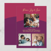 Cartes Pour Fêtes Annuelles Peace joy love moderne simple photo collage (Devant / Derrière)