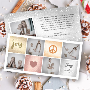 Cartes Pour Fêtes Annuelles Peace Joy Love Rose Gold Carrés élégant 4 Photo