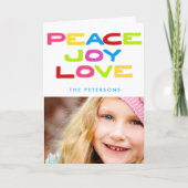 Cartes Pour Fêtes Annuelles Peace Joy Love Trendy Holiday Photo Noël (Devant)