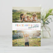 Cartes Pour Fêtes Annuelles Peace Love and Cookies Fun 2 Photo Rainbow (Debout devant)