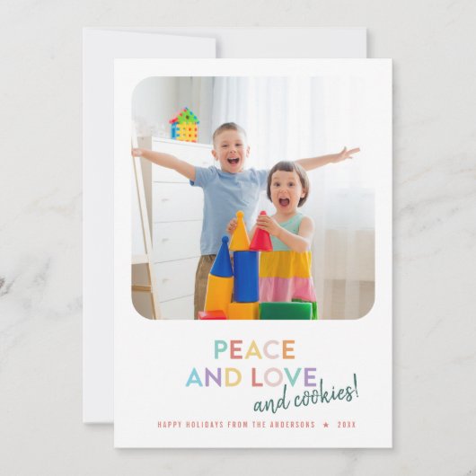 Cartes Pour Fêtes Annuelles Peace Love and Cookies Fun Bright Rainbow Trees (Devant)