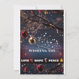 Cartes Pour Fêtes Annuelles Peace Love And Hope Flat Holiday Card