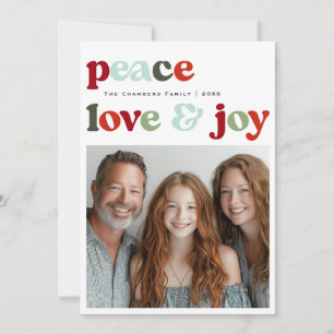 Cartes Pour Fêtes Annuelles Peace Love and Joy Christmas Holiday Design