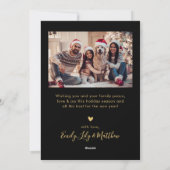 Cartes Pour Fêtes Annuelles Peace Love and Joy Script Black and Gold 5 Photo (Dos)