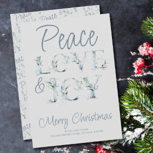 Cartes Pour Fêtes Annuelles Peace Love and Joy Typographie décorative Noël