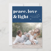 Cartes Pour Fêtes Annuelles Peace Love and Light Navy Blue Hanoukka Photo (Devant)