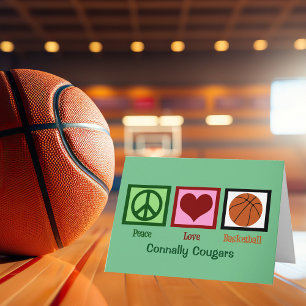 Cartes Pour Fêtes Annuelles Peace Love Basketball Custom Team Green Christmas