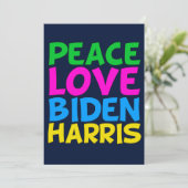 Cartes Pour Fêtes Annuelles Peace Love Biden Harris (Debout devant)