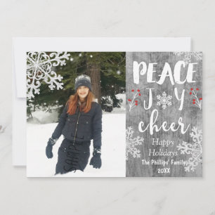Cartes Pour Fêtes Annuelles Peace Love Cheer Silver Snowflake Holiday Photo
