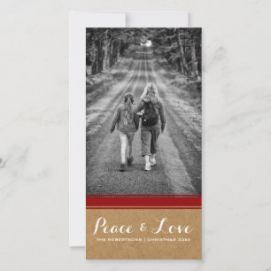 Cartes Pour Fêtes Annuelles Peace & Love -Christmas Photo Paper Red Belt v3