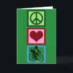 Cartes Pour Fêtes Annuelles Peace Love Cyclist Green Christmas<br><div class="desc">Rien ne vaut le vélo. Cette mignonne carte de Noël cycliste présente un signe de paix,  un coeur et une personne qui aime faire du vélo. Peace Love Cycling.</div>
