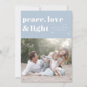 Cartes Pour Fêtes Annuelles Peace Love et Light Blue Hanoukka Photo (Devant)