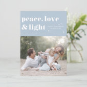 Cartes Pour Fêtes Annuelles Peace Love et Light Blue Hanoukka Photo (Debout devant)