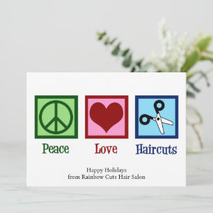 Cartes Pour Fêtes Annuelles Peace Love Haircut Custom Hair Salon Noël