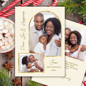 Cartes Pour Fêtes Annuelles Peace Love Hapiness Script Gold Arch 3 Photo