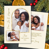 Cartes Pour Fêtes Annuelles Peace Love Hapiness Script Gold Arch 3 Photo