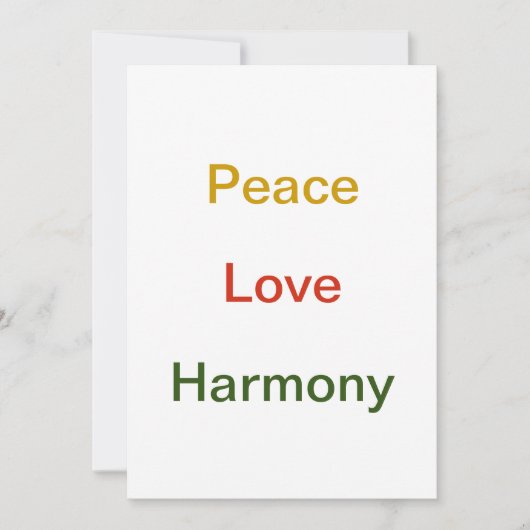 Cartes Pour Fêtes Annuelles Peace Love Harmony or rouge vert (Devant)