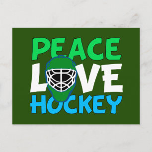 Cartes Pour Fêtes Annuelles Peace Love Hockey Green Christmas