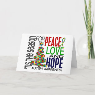 Cartes Pour Fêtes Annuelles Peace Love Hope Christmas Holiday Autisme