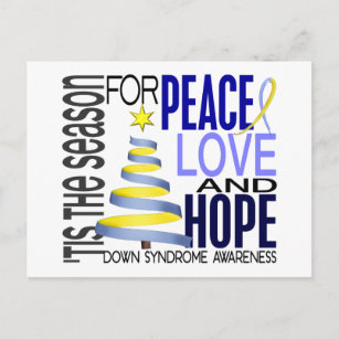Cartes Pour Fêtes Annuelles Peace Love Hope Christmas Holiday Down Syndrome