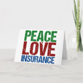 Cartes Pour Fêtes Annuelles Peace Love Insurance (Devant)