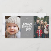 Cartes Pour Fêtes Annuelles Peace Love Joy - 2 Photo - Points Gris (Devant)