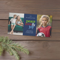 Peace Love & Joy avec bleu rouge et vert