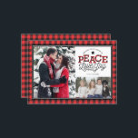 Cartes Pour Fêtes Annuelles PEACE Love Joy Buffalo Plaid Border 2-Photo<br><div class="desc">Ce design 2 photos branché présente le texte "Peace Love Joy" accentué de plaid de buffle rouge et noir. Cliquez sur le bouton personnaliser pour plus de flexibilité dans l'ajustement des graphiques, du texte et/ou de la photo ! Des variantes de ce design, des couleurs supplémentaires, ainsi que des produits...</div>