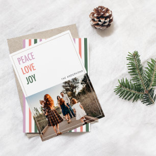 Cartes Pour Fêtes Annuelles Peace Love Joy Christmas Photo Holiday Card