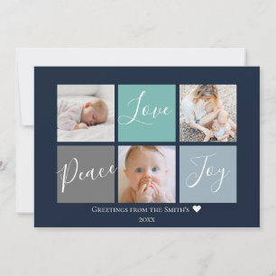 Cartes Pour Fêtes Annuelles Peace Love Joy Color Block Multi Photo
