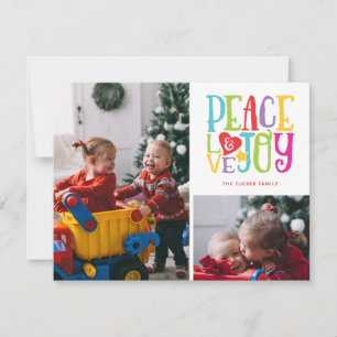 Cartes Pour Fêtes Annuelles Peace Love Joy Colorful Family Enfants 2-Photo