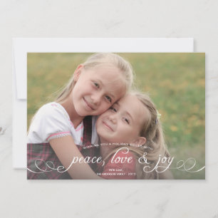 Cartes Pour Fêtes Annuelles Peace, Love, Joy Holiday Photocard - Rouge