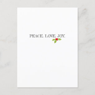 Cartes Pour Fêtes Annuelles Peace Love Joy Holly Joyeux Noël Holiday