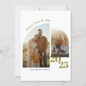 Cartes Pour Fêtes Annuelles Peace Love Joy Minimalist Family Christmas Photo (Devant)