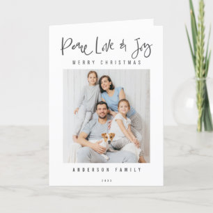 Cartes Pour Fêtes Annuelles Peace Love & Joy Modern Chic Photo Holiday