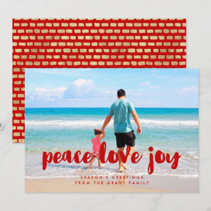Cartes Pour Fêtes Annuelles Peace Love Joy Red Christmas Family Photo