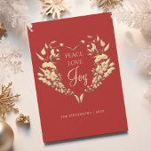 Cartes Pour Fêtes Annuelles Peace Love Joy Red Gold Floral Christmas
